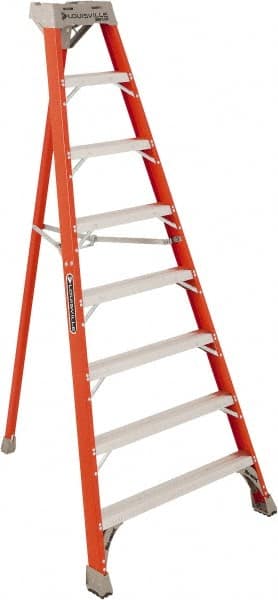 Louisville - 7 Steps, 8' High, Type IA Rating, Fiberglass Tripod Step Ladder - Caliber Tooling