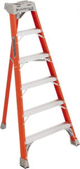 Louisville - 5 Steps, 6' High, Type IA Rating, Fiberglass Tripod Step Ladder - Caliber Tooling