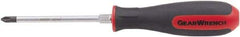 GearWrench - #1, 10-19/64" OAL, Standard Phillips Screwdriver - 6" Blade Length, Round Shank, Acetate with Rubber Grip Handle - Caliber Tooling