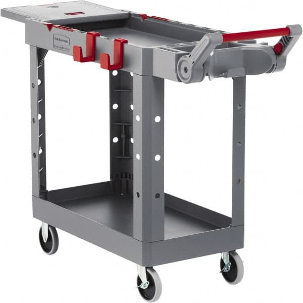 Rubbermaid - 500 Lb Capacity, 17-3/4" Wide x 46-3/16" Long x 36" High Heavy Duty Utility Cart - 2 Shelf, 12 Slot, Structural Foam - Caliber Tooling