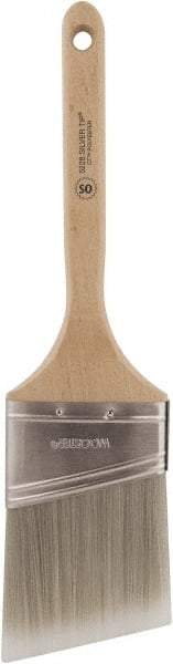 Wooster Brush - 3" Oval/Angle Polyester Angular Brush - 2-15/16" Bristle Length, 6-1/2" Wood Fluted Handle - Caliber Tooling