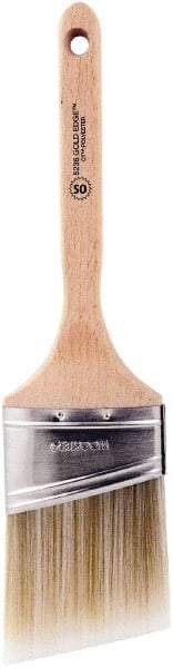 Wooster Brush - 3" Oval/Angle Polyester Angular Brush - 2-15/16" Bristle Length, 6-5/8" Wood Fluted Handle - Caliber Tooling