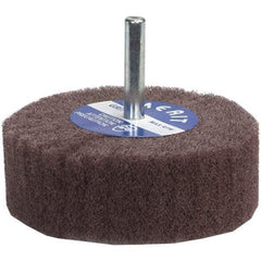 Merit Abrasives - 3" Diam x 1-3/4" Face Width, Very Fine Aluminum Oxide Nonwoven Mounted Flap Wheel - 1/4" Shank Mount, 12,000 Max RPM - Caliber Tooling