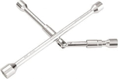 OEM Tools - 14" Long Cross Shaped Lug Nut Wrench Tire Iron - Folding, 11/16, 3/4, 13/16, 7/8" Hex, 17, 19, 21, 22mm - Caliber Tooling