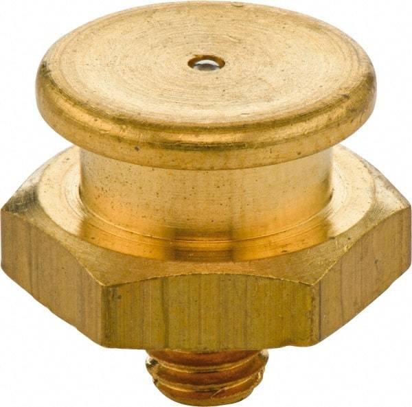 Umeta - Straight Head Angle, 1/8-28 BSPP Brass Button-Head Grease Fitting - 17mm Hex, 17mm Overall Height - Caliber Tooling