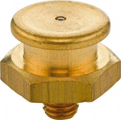 Umeta - Straight Head Angle, M8x1.25 Metric Brass Button-Head Grease Fitting - 17mm Hex, 17mm Overall Height - Caliber Tooling