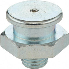 Umeta - Straight Head Angle, 1/4 BSPP Stainless Steel Button-Head Grease Fitting - 17mm Hex, 17mm Overall Height - Caliber Tooling