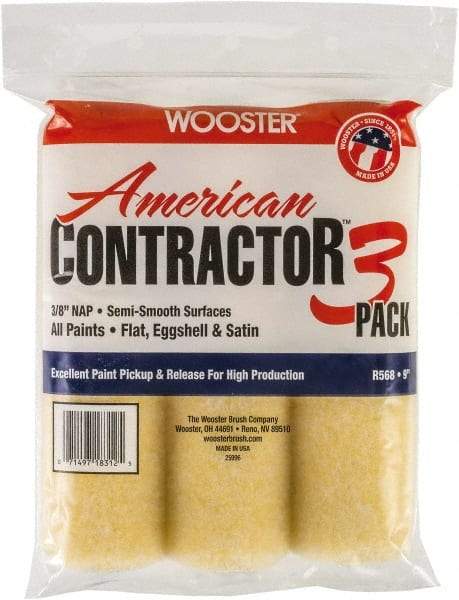 Wooster Brush - 3/8" Nap, 9" Wide Paint Roller Cover - Semi-Smooth Texture, Knitted - Caliber Tooling