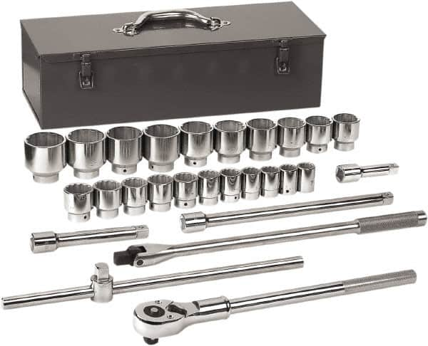 GearWrench - 27 Piece 3/4" Drive Chrome Finish Socket Set - 12 Points, 7/8" to 2-3/8" Range, Inch Measurement Standard - Caliber Tooling