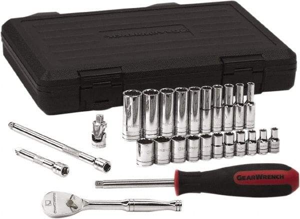 GearWrench - 26 Piece 1/4" Drive Standard Deep Socket Set - 12 Points, 5/32 to 9/16", Inch Measurement Standard - Caliber Tooling