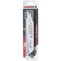 Lenox - 6" Long x 1" Thick, Bi-Metal Reciprocating Saw Blade - Tapered Profile, 8 TPI, Toothed Edge, Tang Shank - Caliber Tooling