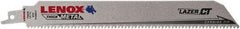 Lenox - 9" Long x 1" Thick, Bi-Metal Reciprocating Saw Blade - Tapered Profile, 8 TPI, Toothed Edge, Tang Shank - Caliber Tooling