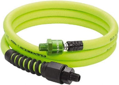 Legacy - 3/8" ID x 0.61" OD 6' Long Lead-In Whip Hose - MNPT High Flow Ball Swivel x MNPT Ends, 300 Working psi, -40 to 140°F, 1/4" Fitting, Green - Caliber Tooling