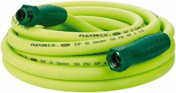 Legacy - 25' Long Garden Hose - 5/8" Diam, 3/4" GHT, Hybrid Polymer, 150 psi, All Season, Green - Caliber Tooling