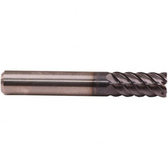 Emuge - 5/8" Diam, 1-1/4" LOC, 8 Flute Solid Carbide Roughing & Finishing End Mill - TiAlN Finish, 3-1/2" OAL, 5/8" Shank Diam, Cylindrical Shank, 50° Helix, Long Length - Caliber Tooling