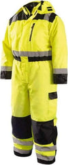 OccuNomix - Size L, Yellow, Zipper, Cold Weather Coverall - 50" Chest, Polyester, 7 Pockets, Waterproof - Caliber Tooling