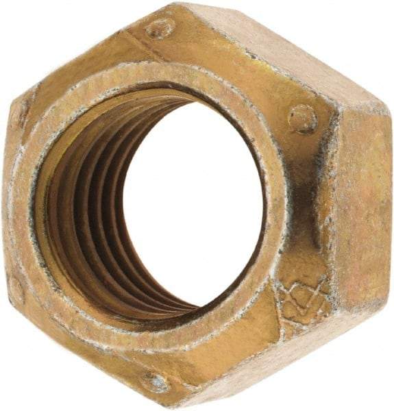 Made in USA - 3/4-10 Grade C Hex Lock Nut with Distorted Thread - Zinc Yellow with Wax Finish - Caliber Tooling