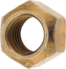 Made in USA - 1-8 Grade C Hex Lock Nut with Distorted Thread - Zinc Yellow with Wax Finish - Caliber Tooling