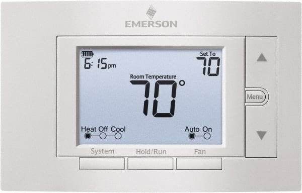 White-Rodgers - 50 to 99°F, 2 Heat, 2 Cool, Digital Programmable Multi-Stage Thermostat - 20 to 30 Volts, 1.77" Inside Depth x 1.77" Inside Height x 5-1/4" Inside Width, Horizontal Mount - Caliber Tooling