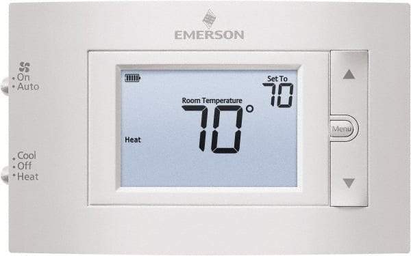 White-Rodgers - 50 to 99°F, 1 Heat, 1 Cool, Digital Nonprogrammable Thermostat - 20 to 30 Volts, 1.77" Inside Depth x 1.77" Inside Height x 5-1/4" Inside Width, Horizontal Mount - Caliber Tooling