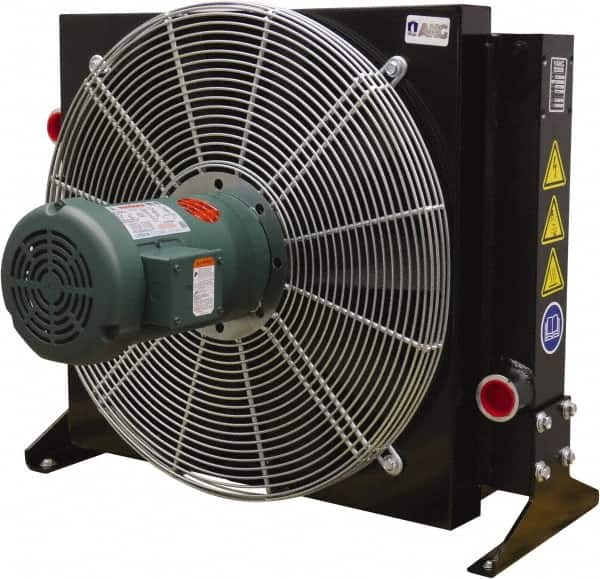 AKG Thermal Systems - 2" SAE 4 Bolt Flange, 1 Fan Mount, Liquid-To-Air Aluminum Brazed Process Equipment Heat Exchanger - Oil Cooler, Ethylene Glycol/Water Mixture Cooler, 30.19" High x 37.01" Wide x 23.3" Deep, 250°F Max - Caliber Tooling