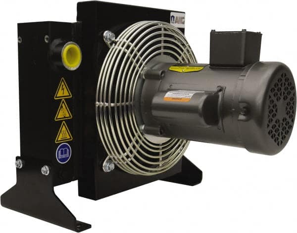 AKG Thermal Systems - SAE #16, 1 Fan Mount, Liquid-To-Air Aluminum Brazed Process Equipment Heat Exchanger - Oil Cooler, Ethylene Glycol/Water Mixture Cooler, 15.91" High x 15.75" Wide x 14.5" Deep, 250°F Max - Caliber Tooling