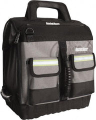 Bucket Boss - 16 Pocket Black, Yellow & Gray Ballistic Polyester Tool Bag - 14" Wide x 11" Deep x 14" High - Caliber Tooling