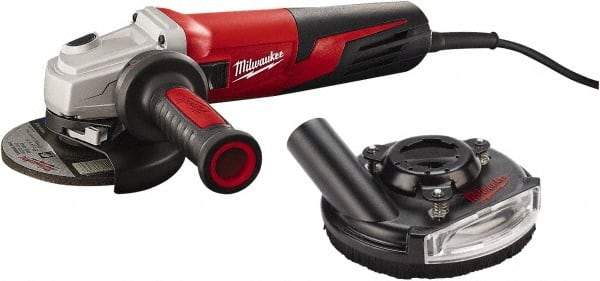 Milwaukee Tool - 5" Wheel Diam, 11,000 RPM, Corded Angle & Disc Grinder - 5/8-11 Spindle, 120 Volts, 13 Amps - Caliber Tooling