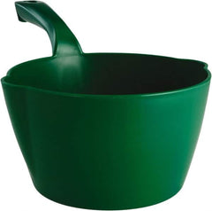 Remco - 64 oz Green Polypropylene Round Bottom Scoop - 8.3" Wide x 4-1/2" Deep Bowl, 5-1/2" Handle Length, 13" OAL - Caliber Tooling