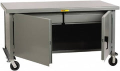 Little Giant - 3,600 Lb Capacity, 2 Shelf, 2 Drawer, 2 Door Mobile Heavy-Duty Workbench Cabinet - 72" Wide x 30" Deep x 37-1/2" High, Steel, Gray - Caliber Tooling