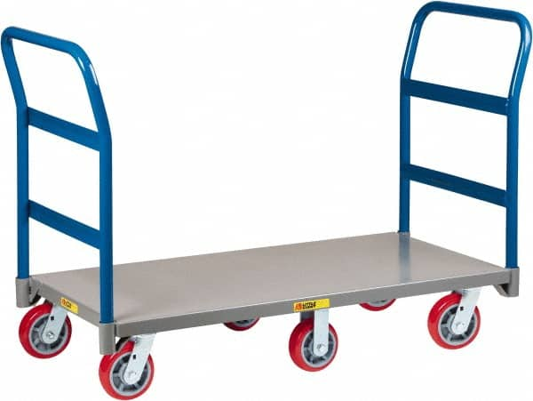 Little Giant - 3,600 Lb Capacity Steel 6-Wheeled Platform Truck - Steel Deck, 36" OAW, 60" Platform Length x 9" Platform Height, Polyurethane Casters - Caliber Tooling