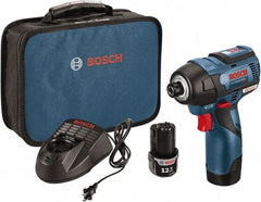 Bosch - 12 Volt, 1/4" Drive, 975 In/Lb Torque, Cordless Impact Driver - 2600 RPM, 2 Lithium-Ion Batteries Included - Caliber Tooling