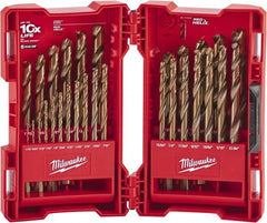 Milwaukee Tool - 1/16 to 1/2", 135° Point, Bright Finish, Cobalt Maintenance Length Drill Bit Set - Caliber Tooling