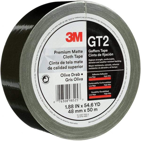 3M - 2" x 50m Red Gaffers Tape - 11 mil, Rubber Adhesive, Cotton Cloth Backing, Series GT2 - Caliber Tooling