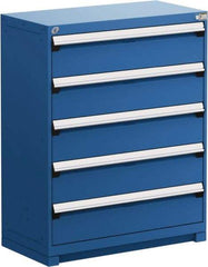 Rousseau Metal - 5 Drawer, Modular Storage Cabinet - Steel, 48" Wide x 27" Deep x 46" High, Avalanche Blue - Caliber Tooling