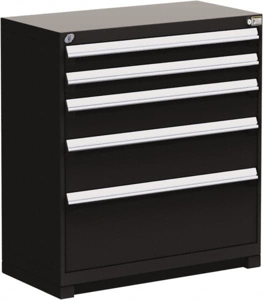 Rousseau Metal - 5 Drawer, Modular Storage Cabinet - Steel, 48" Wide x 24" Deep x 40" High, Black - Caliber Tooling