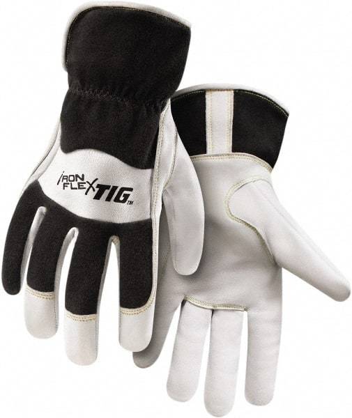 Steiner - Size L Unlined Palm, Fleece Kidskin Welding Glove - Slip-On Cuff, For TIG - Caliber Tooling