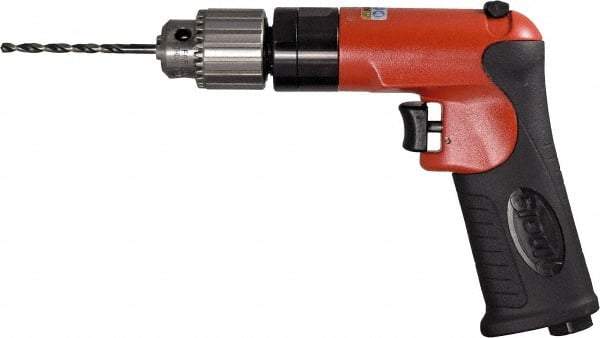 Sioux Tools - 1/4" Reversible Keyed Chuck - Pistol Grip Handle, 1,800 RPM, 12 LPS, 0.5 hp, 90 psi - Caliber Tooling