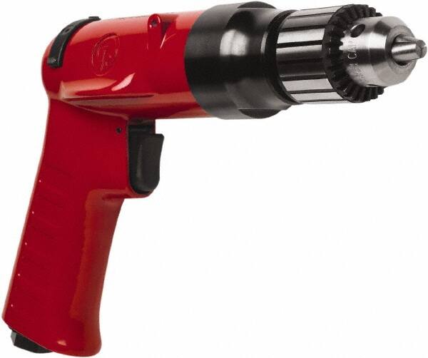 Chicago Pneumatic - 3/8" Reversible Keyed Chuck - Pistol Grip Handle, 4,000 RPM, 32 LPS, 0.5 hp - Caliber Tooling