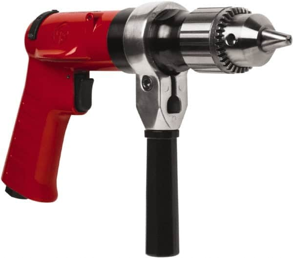 Chicago Pneumatic - 1/2" Reversible Keyed Chuck - Pistol Grip Handle, 500 RPM, 32 LPS, 0.5 hp - Caliber Tooling