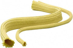 Atlantex - 1-1/2" ID Yellow Braided Cut-Resistant Sleeve for Hoses - 50' Long, -320 to 320°F - Caliber Tooling