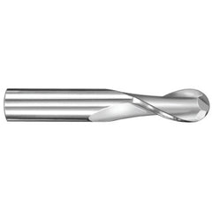 ‎25/64″ Dia. × 7/16″ Shank × 1″ DOC × 2-3/4″ OAL, Carbide TiN, Spiral , 2 Flute, 30° Helix, Ballnose End Mill - Exact Industrial Supply