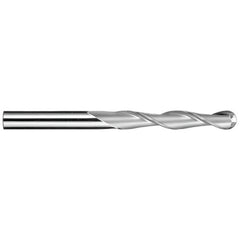 ‎5/8″ Dia. × 5/8″ Shank × 2-1/4″ DOC × 5″ OAL, Carbide Uncoated, Spiral , 2 Flute, 30° Helix, Ballnose End Mill - Exact Industrial Supply