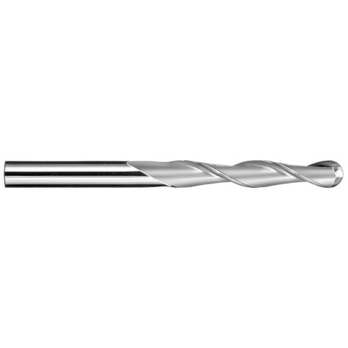 5/8″ Dia. × 5/8″ Shank × 3″ DOC × 6″ OAL, Carbide Uncoated, Spiral , 2 Flute, 30° Helix, Ballnose End Mill - Exact Industrial Supply