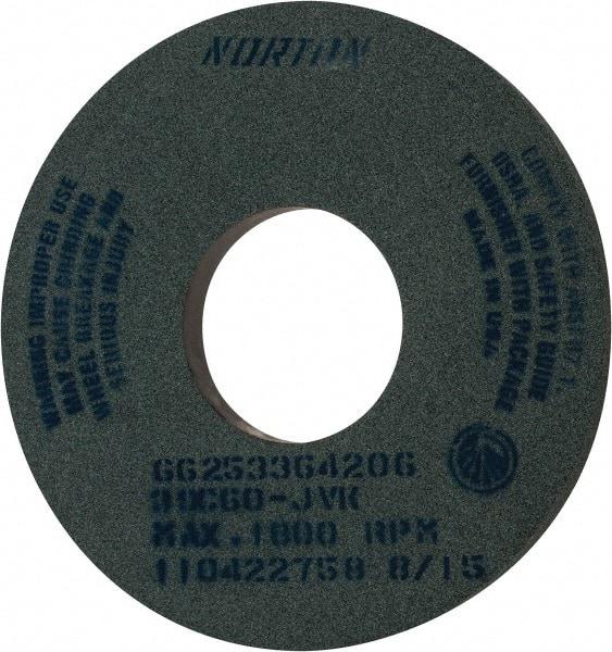 Norton - 14" Diam x 5" Hole x 1" Thick, J Hardness, 60 Grit Surface Grinding Wheel - Silicon Carbide, Type 1, Medium Grade, 1,800 Max RPM, Vitrified Bond, No Recess - Caliber Tooling