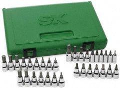 SK - 33 Piece, Screwdriver Bit Set - T10 to T55 Torx, 1/8 to 3/8, 2 to 10 Hex, #4 to 6 Slotted, #1 to 3 Phillips & #2 Pozidriv - Caliber Tooling