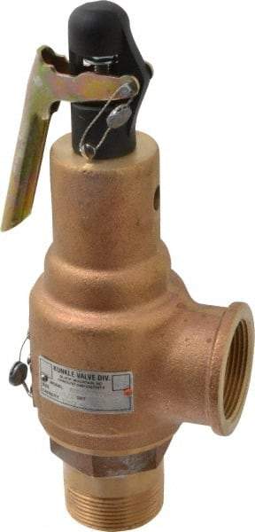 Midwest Control - 1-1/2" Inlet, 1-1/2" Outlet, ASME Safety Relief Valve - 125 Max psi, Bronze, 1,357 Cubic' per Min - Caliber Tooling