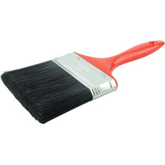 4″ Industrial Varnish Brush, Black Polyester, 2-3/4″ Trim Length, Red Plastic Handle - Caliber Tooling