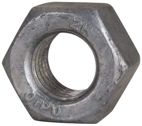 Value Collection - 3/4-10 UNC Steel Right Hand Heavy Hex Nut - 1-1/4" Across Flats, 47/64" High, Hot Dipped Galvanized Finish - Caliber Tooling