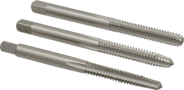 Cleveland - #10-24 UNC, 3 Flute, Bottoming, Plug & Taper, Bright Finish, High Speed Steel Tap Set - Right Hand Cut, 2-3/8" OAL, 1/2" Thread Length - Caliber Tooling